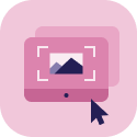 Illustration with a image viewer silhouette